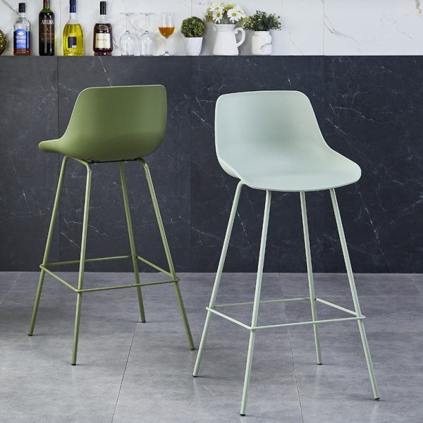 Contemporary Simplicity Curved Plastic Solid Color Bar Stool Backrest Footrest For Dining Room - Image 14