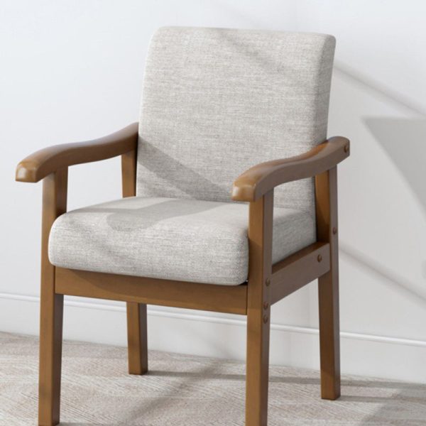 Modern Minimalist Square Upholstered Cotton Linen Fabric Solid Wood Chair For Living Room - Image 3