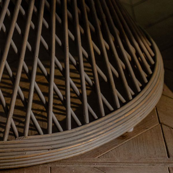 Traditional Japanese Round Rattan End Table 1-Tier For Living Room - Image 6
