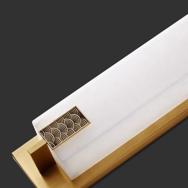 Modern Transitional Rectangular Copper Marble LED Outdoor Wall Sconce Lamp For Outdoor Patio - Image 8