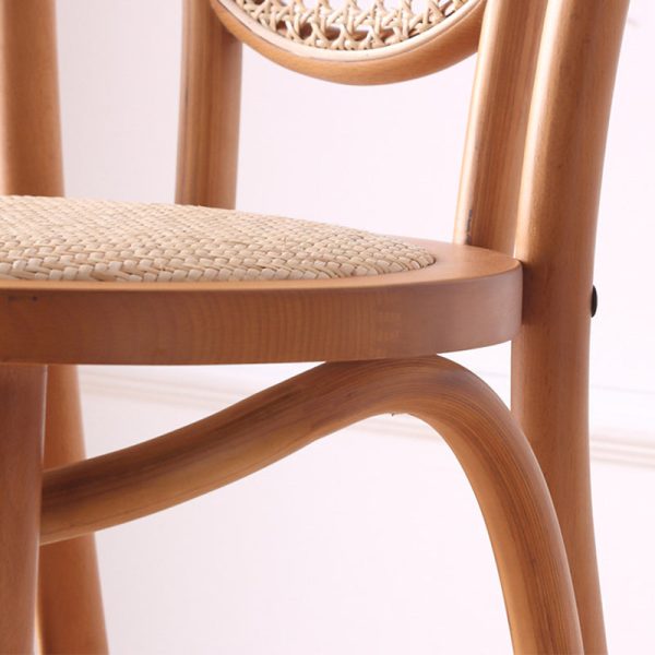 Traditional Vintage Round Rattan Woven Wooden Dining Chair Backrest For Dining Room - Image 11