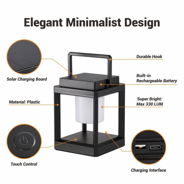 Modern Minimalist Waterproof Solar Square PC ABS LED Portable Outdoor Light For Garden - Image 7