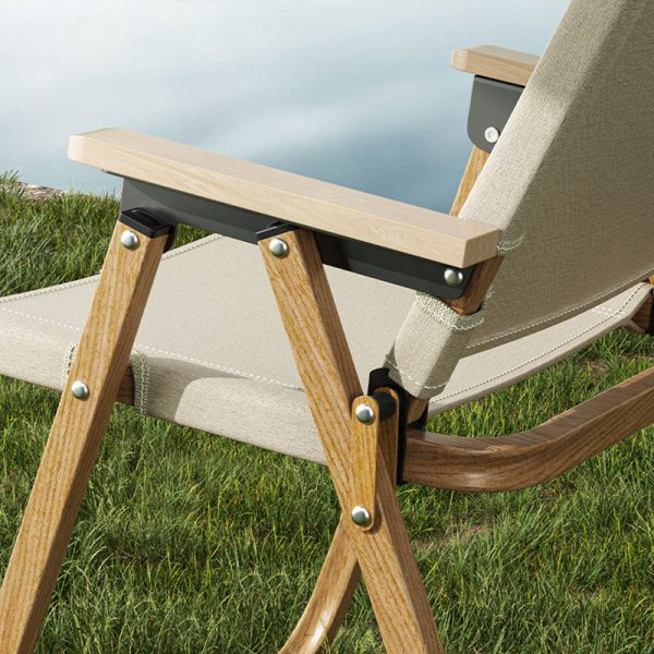 Contemporary Scandinavian Square Frame Alloy Wood Oxford Cloth Patio Dining Chair Foldable Backrest For Outdoor - Image 7
