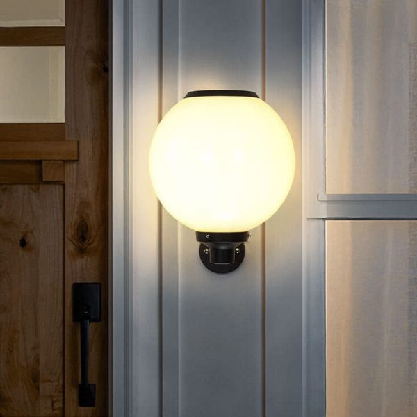 Modern Outdoor Solar Round Ball Waterproof LED Wall Sconce Lamp - Image 19