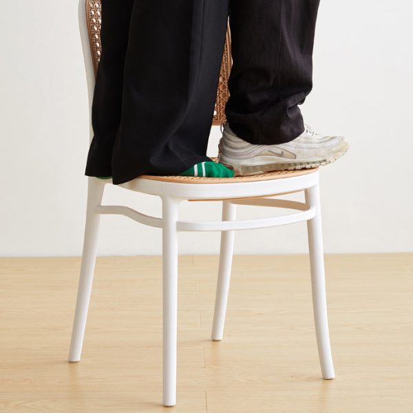 Modern Minimalist Square Rattan Plastic Dining Chair For Dining Room - Image 10