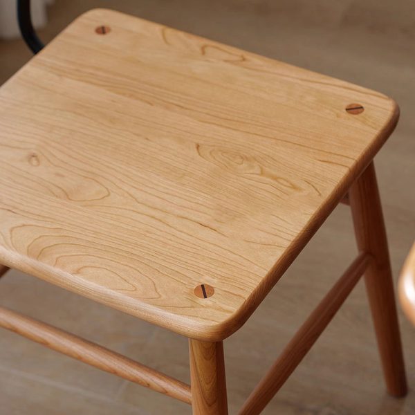 Traditional Vintage Square Cherry Wood Dining Chair Backrest For Dining Room - Image 7