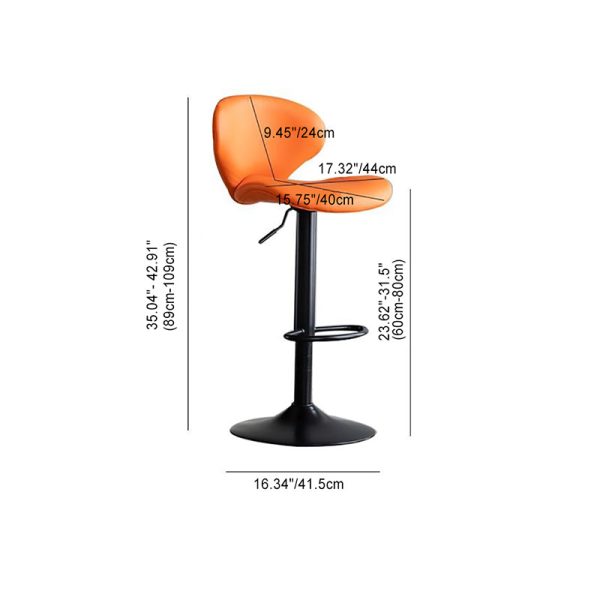 Contemporary Simplicity Curved PU Leather Liftable Swivel Bar Stool Backrest Footrest For Dining Room - Image 5