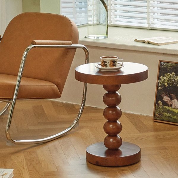 Traditional Vintage Round Beaded Wooden Coffee Table For Living Room - Image 25