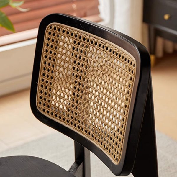 Modern Minimalist Skeleton Square Back Solid Wood Rattan Dining Chair Backrest For Dining Room - Image 6