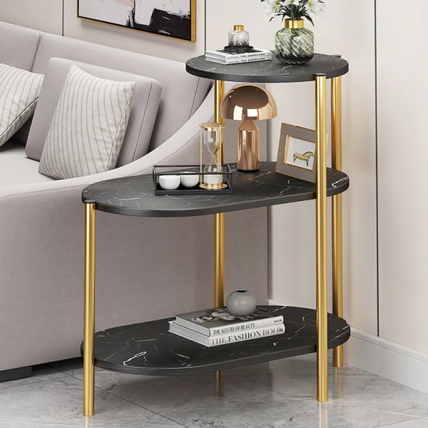 Contemporary Scandinavian Rectangular Iron Marble End Table 3-Tier For Living Room - Image 10