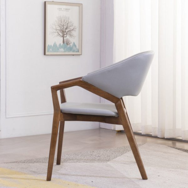 Contemporary Simplicity Square Leather Upholstered Wood Dining Chair Backrest Armrest For Dining Room - Image 15