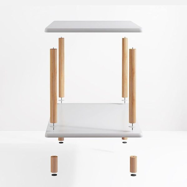Traditional Japanese Wood Rectangular End Table 3-Tier For Living Room - Image 10