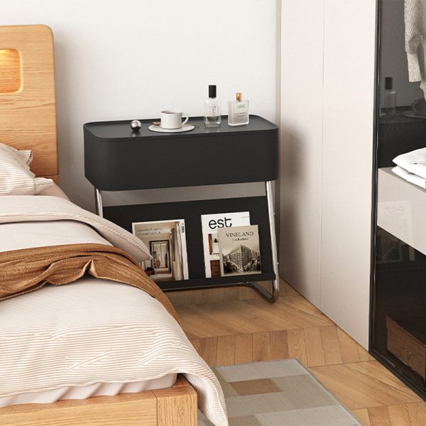 Modern Minimalist Rectangular Stainless Steel Carbon Steel Nightstand 1-Cabinet Swivel For Bedside - Image 23