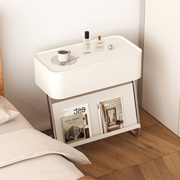 Modern Minimalist Rectangular Stainless Steel Carbon Steel Nightstand 1-Cabinet Swivel For Bedside - Image 24
