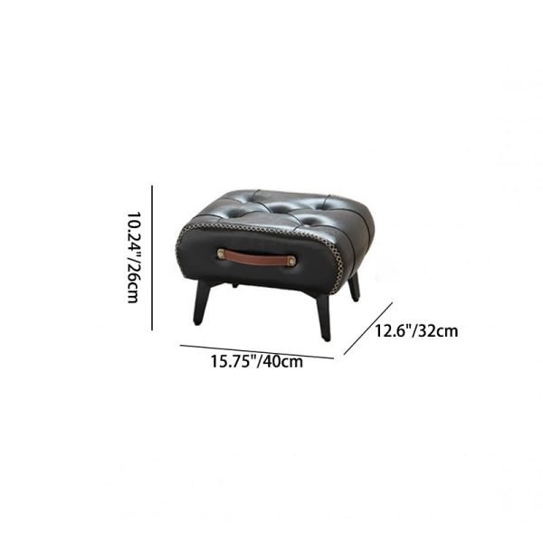 Modern Luxury Square Tufted Faux Leather Upholstered Portable Footstool For Living Room - Image 4
