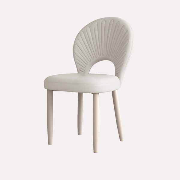 Modern Minimalist Curved Half Round Square PU Leather Iron Dining Chair Backrest Armless For Dining Room - Image 20