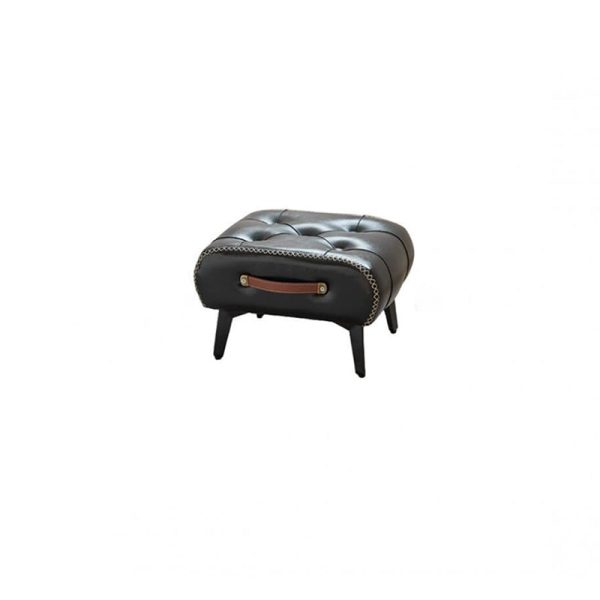 Modern Luxury Square Tufted Faux Leather Upholstered Portable Footstool For Living Room - Image 18