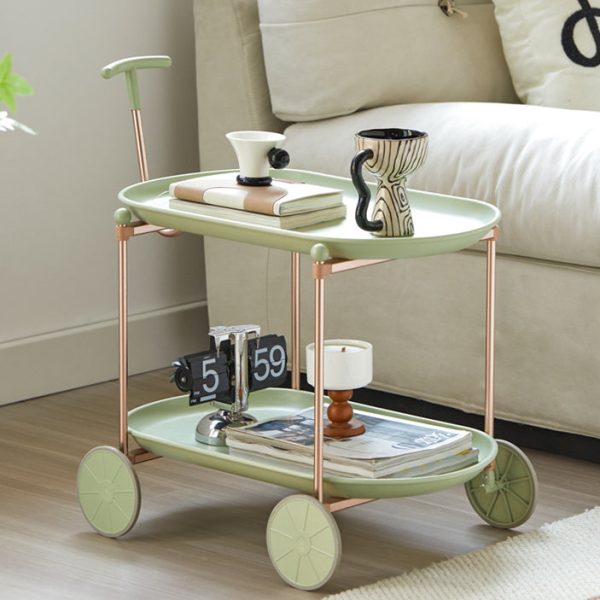 Contemporary Nordic Oval Round ABS Aluminum End Table 2-Tier For Living Room - Image 3