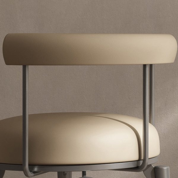 Contemporary Nordic Round Upholstered Leather Stainless Steel Dining Chair Curved Backrest For Dining Room - Image 9
