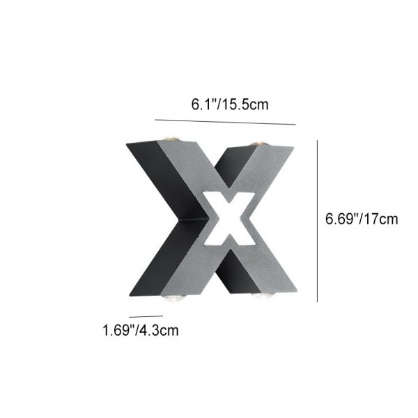 Modern Waterproof Letter X Shaped LED 4-Light Outdoor Wall Sconce Lamp - Image 9