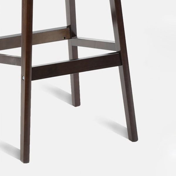 Modern Simplicity Round PU Leather Wood Bar Stool Low Back Footrest For Dining Room - Image 8