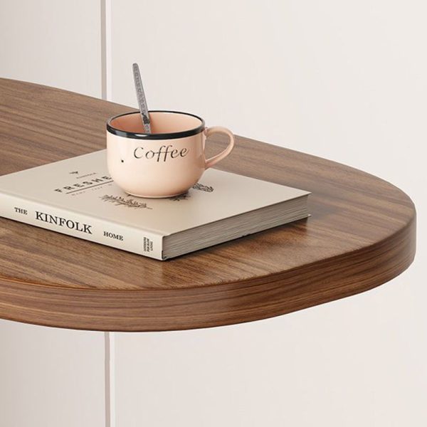 Traditional Vintage Wood Grain Density Board Top C-Shaped Side Table For Living Room - Image 6
