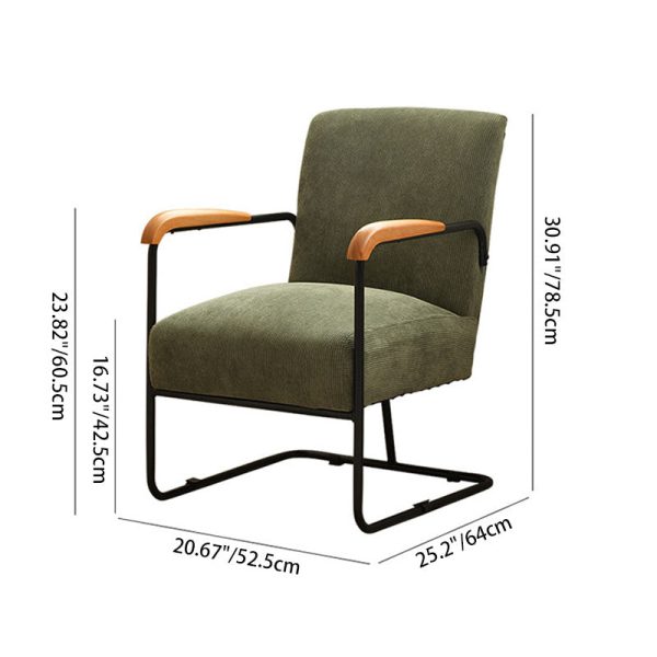 Contemporary Scandinavian Square Cushion Corduroy Solid Wood Carbon Steel Accent Chair Backrest Armrest For Living Room - Image 4