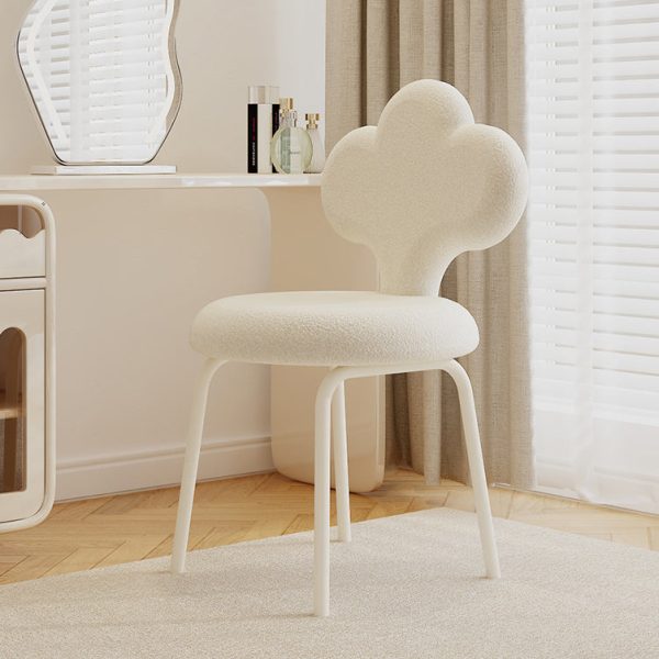 Contemporary Creative Cloud Shape Lambswool Upholstered Swivel Vanity Stool Backrest For Bedroom - Image 2