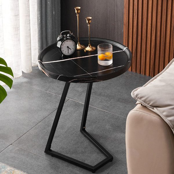 Modern Simplicity Round MDF Iron End Table Movable For Living Room - Image 2