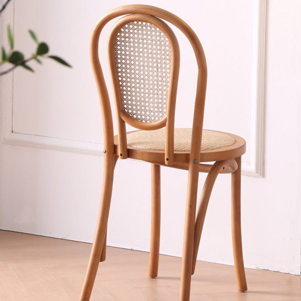 Traditional Vintage Round Rattan Woven Wooden Dining Chair Backrest For Dining Room - Image 13