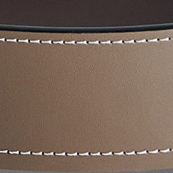 Contemporary Nordic Round Stainless Steel Saddle Leather End Table Movable 2-Tier For Living Room - Image 6