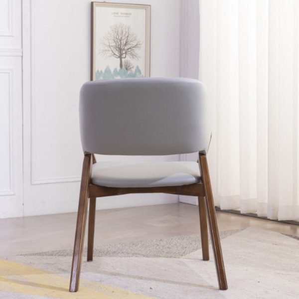Contemporary Simplicity Square Leather Upholstered Wood Dining Chair Backrest Armrest For Dining Room - Image 16