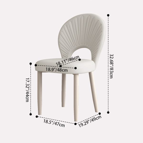 Modern Minimalist Curved Half Round Square PU Leather Iron Dining Chair Backrest Armless For Dining Room - Image 4