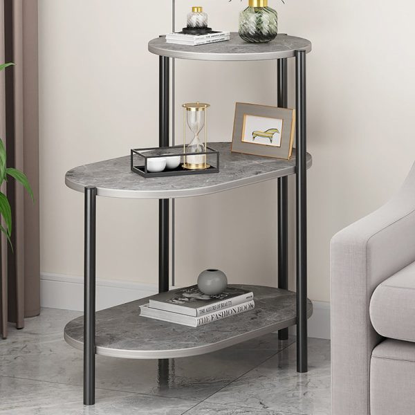 Contemporary Scandinavian Rectangular Iron Marble End Table 3-Tier For Living Room - Image 11