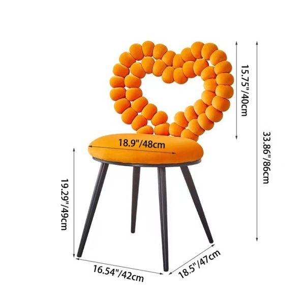 Contemporary Scandinavian Velvet Sponge Metal Heart Ball Round Vanity Stool Backrest For Bedroom - Image 6