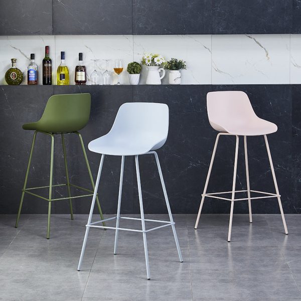 Contemporary Simplicity Curved Plastic Solid Color Bar Stool Backrest Footrest For Dining Room - Image 15