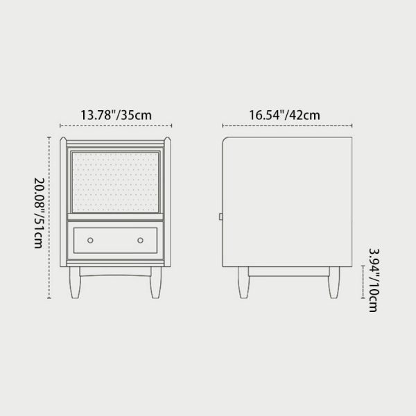 Contemporary Retro Square Solid Wood Nightstand 2-Drawer For Bedroom - Image 4
