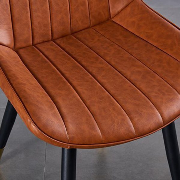 Modern Luxury Square Curved Leather Metal Dining Chair Backrest Armless For Dining Room - Image 6