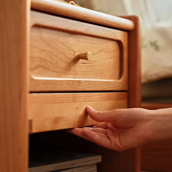 Contemporary Retro Solid Wood Cube Nightstand 1-Drawer Storage Cabinet For Bedroom - Image 6