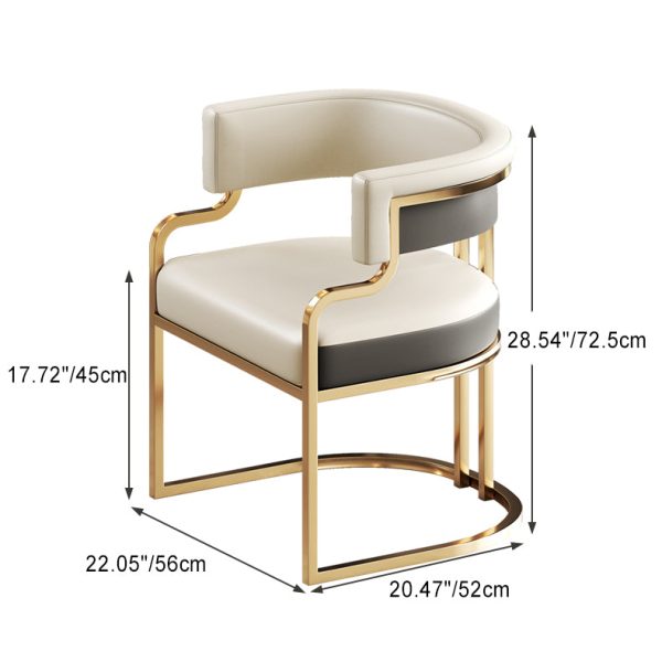 Traditional Luxury U-Shape Metal Leather Dining Chair Backrest Armrest for Dining Room - Image 6