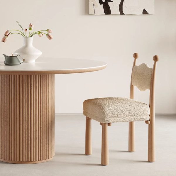 Modern Simplicity Vertical Square Frame Solid Wood Lambswoll Dining Chair Backrest For Dining Room - Image 11