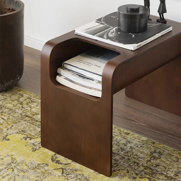 Modern Minimalist Rectangular Solid Wood End Table Storage For Living Room - Image 10