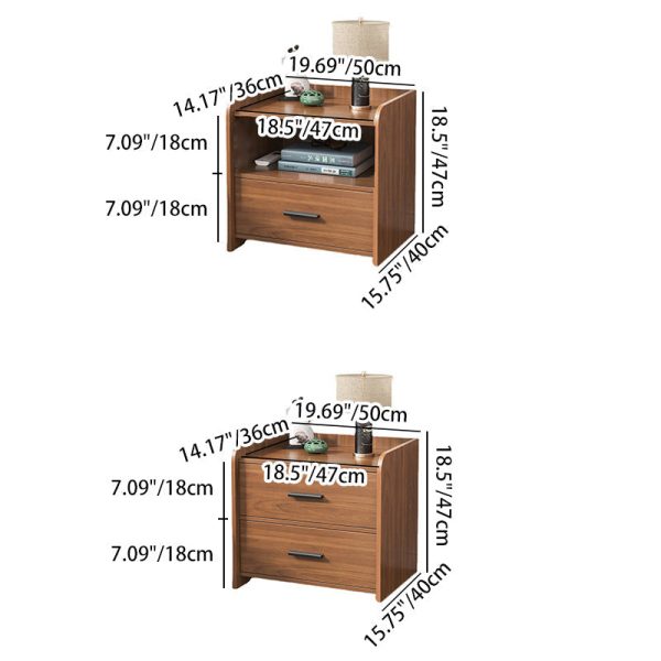 Traditional Chinese Rectangular Tabletop Density Board Nightstand 1/2-Drawer For Bedroom - Image 4