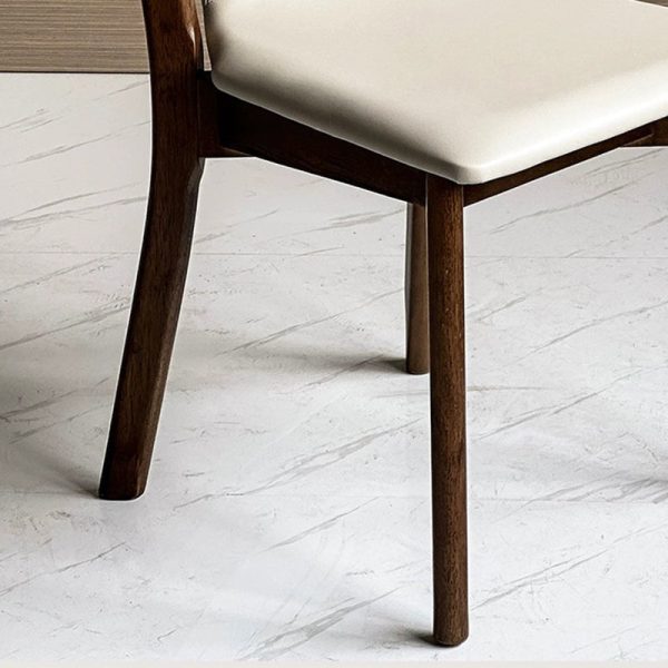 Traditional Chinese Rectangular Solid Wood Leather Dining Chair Backrest For Dining Room - Image 6