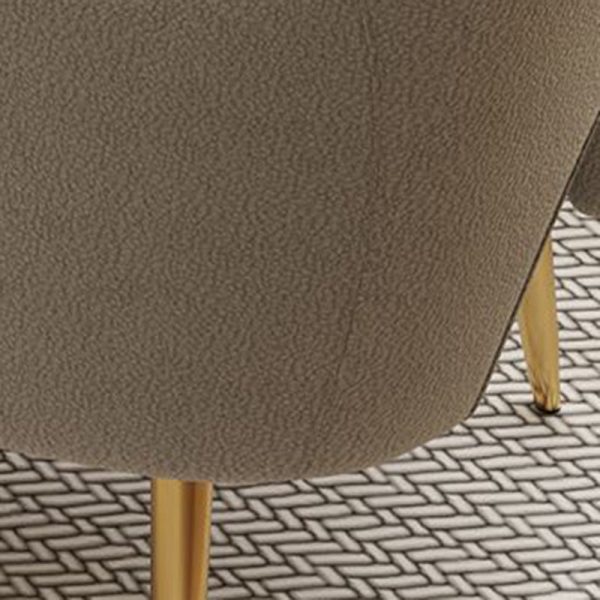 Modern Minimalist Curved Back Solid Wood Sponge Metal Accent Chair Backrest Armrest For Living Room - Image 5