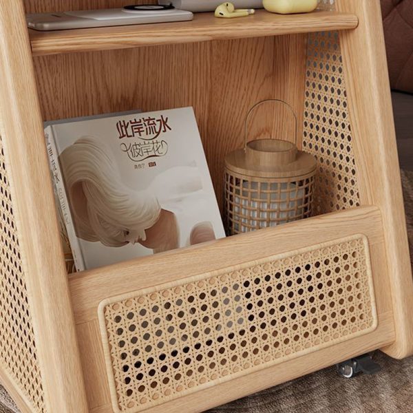 Contemporary Retro Solid Wood Movable Multifunctional Storage End Table 3-Tier For Living Room - Image 10