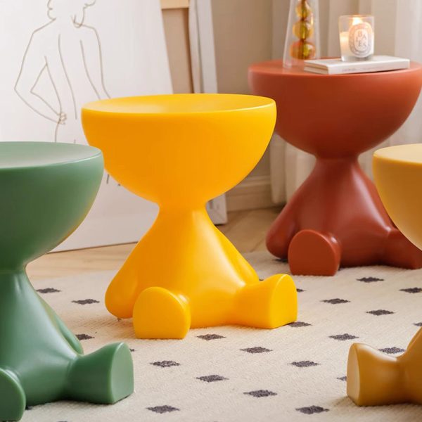Contemporary Scandinavian Round PE Cartoon Bear Base End Table For Living Room - Image 19
