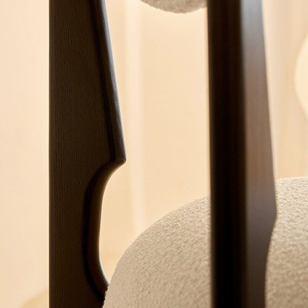 Contemporary Nordic Ash Wood Velvet Metal Sponge Square Crescent Dining Chair Backrest Armless For Dining Room - Image 8