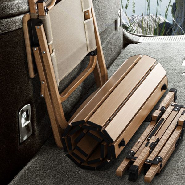 Contemporary Scandinavian Square Frame Alloy Wood Oxford Cloth Patio Dining Chair Foldable Backrest For Outdoor - Image 6