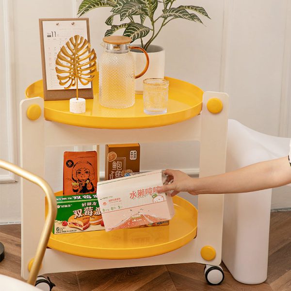 Contemporary Scandinavian Tray Top ABS Triangle Frame Movable End Table 2-Tier For Living Room - Image 14